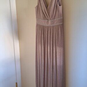 Blush Metallic Glitter Knit Tank A-Line Dress with Slit, Size 4